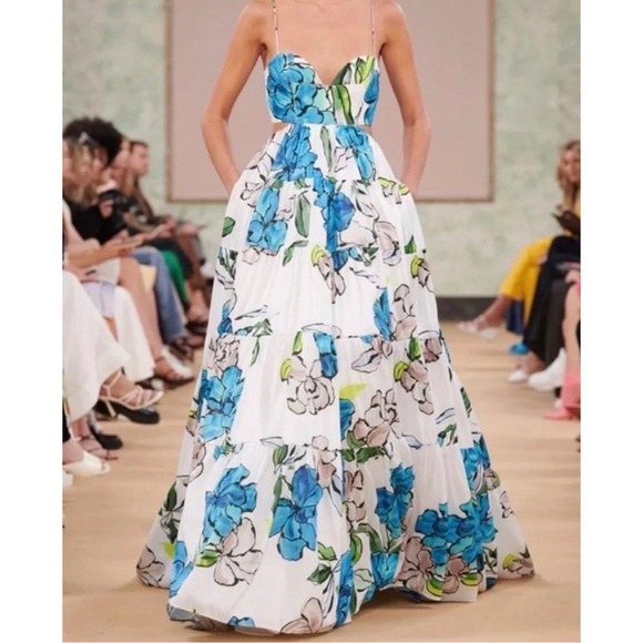 Aje Botanical Tiered Maxi Dress Cool Camellia Floral US 6 (AU 10) - Picture 2 of 9